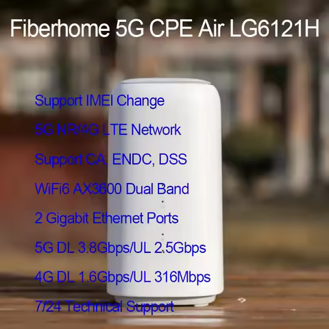 New FiberHome 5G Indoor CPE LG6121H Wi-Fi 6 AX3600 Wireless Router Gigabit Ethernet Ports 5G NR 4G L