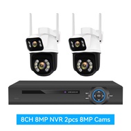 Hamrol 8MP 4K POE NVR Dual Lens PTZ POE Camera System Waterproof Security Monitoring Network CCTV Se