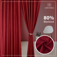 【 LANGSIR RAYA 𝟐𝟎𝟐𝟒 】Ready Made Curtain !!! Siap Jahit Langsir Warna MAROON MERAH Linen Cotton 80% Blackout Kain Tebal Curtain -  (Free Hook/Free Ring) #Sliding Door #Window Panel #Pintu Bilik