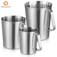 [dinghingxi2im]Oz and ML Marked Stainless Steel Measuring Cups 3 Pieces Metal Pitcher, 16 Ounces, 32