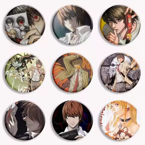 Japanese Anime Death Note Button Pins Handmade L Killer Yagami Light Round Brooch Cosplay Accessorie