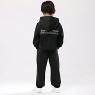 Oversized Boys Urban Essentials Hoodie And Jogger Sweatpants Matching Tracksuit Set With Centre Pock