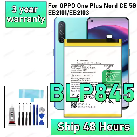 100% New High Quality BLP845 Battery For OPPO Oneplus Nord CE 5G/EB2101/EB2103 Phone Replacement Bat