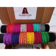 (144pcs=1box) Beaded Bangle handmade with tiny gold beads valavi valayal