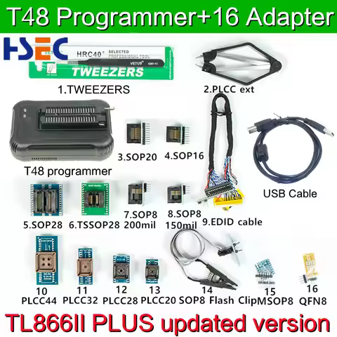 Original T48 programmer XGecu bga153 bga169 Adapter SOP8 IC Clip Upgrade TL866 TL866II Plus Universa