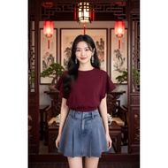 (New colour) Auralie Batwing Sleeve Top Red