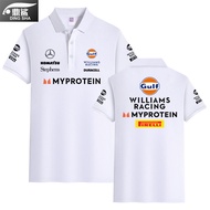 เสื้อโปโลแขนสั้นผู้ชาย F1 เสื้อชุดทีม Williams Formula Racing Polo Shirt คอปกพับ สไตล์ฤดูร้อน ผ้าฝ้า