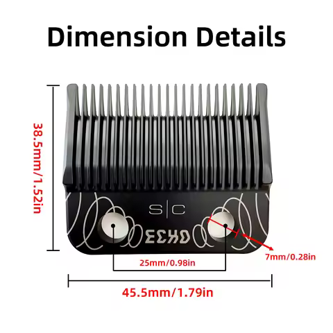 DLC Coated SC Echo Phantom Hair Clipper Blade for Madeshow KM Gamma JRL, Professional Barber Trimmer
