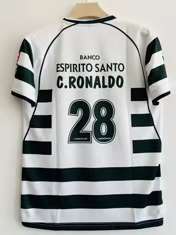 Sporting Lisbon Home Jersey for 2002-03 Season, Cristiano Ronaldo Men's and Children's Jersey, Quick