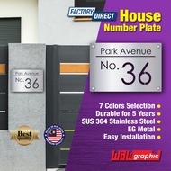 House Number Plate Nombor Rumah 门牌 Stainless Steel 304 白钢门牌 C8-01
