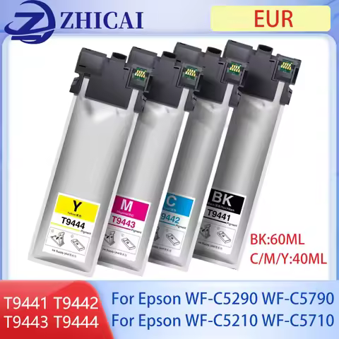 T9441 T9442 T9443 T9444 Pigment Ink Bag Cartridge with Chip for Epson WorkForce Pro WF C5290 C5790 C