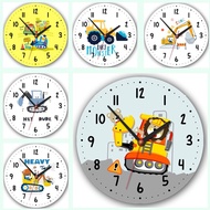 Excavator Wall Clock Character Vehicle Heavy Equipment Vehicle Project Excavator Backhoe Bego Dozer 