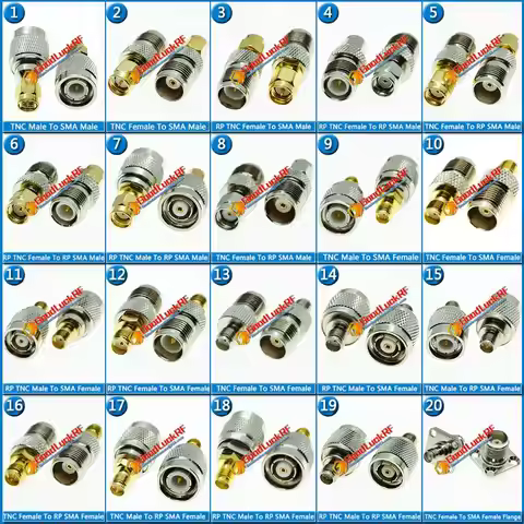 Kit Set TNC Male to RPSMA RP-SMA RP SMA Female RPTNC RP TNC Female to SMA Male Brass 4 hole Flange R