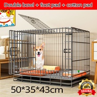 No rust for 10 years Pet Collapsible Cage Dog Cage Cat Cage with Poop Tray Foldable Pet Cage for Dog Puppy Rabbit Cage Sturdy and not easy to break（bowl + foot pad + cotton pad）50*35*43CM dog cage with poop tray dog cage large size	 Collapsible Dog Cage