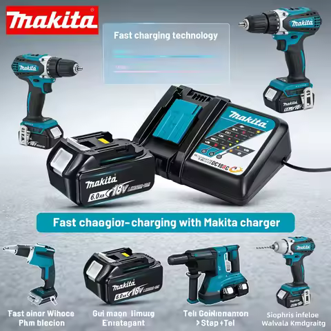 Original Makita 18V 6.0Ah Li-ion Battery + DC18RC Fast Charger Kit, Compatible with 180+ LXT Power T