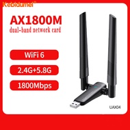 Kebidumei 1800Mbps WiFi 6อะแดปเตอร์ USB 5G/2.4GHz USB3.0ไร้สายเครื่องส่งสัญญาณไวไฟไร้สาย802.11ax เสา