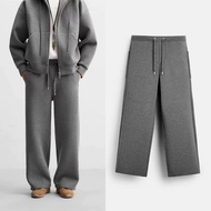 Autumn And Winter New Mens Elastic Double-layer Technology Fabric Wide Leg Jogging Casual Pants Stra