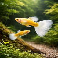 ฟรีอาหาร ปลาสวยงาม guppy สีทองขาว เกรดส่งออก เลี้ยงง่าย ตู้ปลา อ่างบัว fish