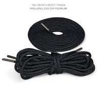 Tali Sepatu Bulat Premium Warna Hitam Panjang 200cm Buat Sepatu Boot Tinggi Safety Tali Kolor Celana