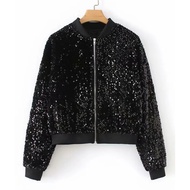 Women's bomber jacket with cool sequin sequins, women's casual jacket bomber jacket woman