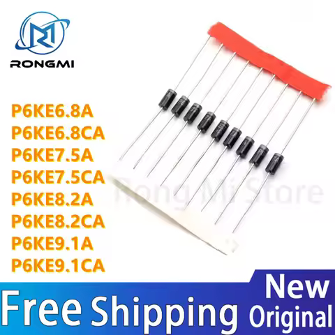 100 PcsP6KE6.8A P6KE6.8CA P6KE7.5A P6KE7.5CA P6KE8.2A P6KE8.2CA P6KE9.1A P6KE9.1CA Transient Voltage