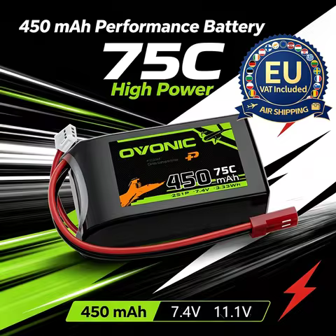 Upgrade OVONIC 75C 450mAh 7.4V 11.1V Lipo Battery For RC Helicopter Quadcopter FPV Racing Drone Part