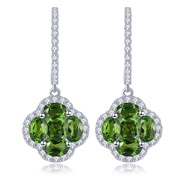 Lohaspie Jewelry Genuine 1.5 Carats Earing Silver 925 Original Natural Tanzanite Chrome Diopside Rho