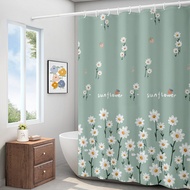 Bathroom Shower Curtain Partition Bathroom Anti-Mildew Set Punch-Free Door Curtain Shower Waterproof Cloth Bath Curtain Curtain