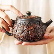 雲南紫陶名家手工茶壺單壺浮雕滿雕泡茶壺茶具養生壺大師級收藏級
