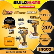 (EXCLUSIVE) BUILDMATE Ingco 2PCS 20V Combo Kit Li-Ion Cordless Drill (Impact Wrench or Impact Driver