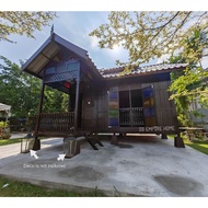 Gazebo Large House 18x16 kaki Balau Rumah Kayu Double Roof Wood Pondok Kayu Handmade Outdoor Garden Fence Taman Tandas