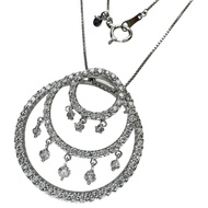 Pre-owned women's 1.50ct diamond necklace in 18K white gold/Pt850 platinum, 9.3g, 51cm.