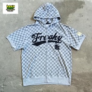 Freaky Massive Shorts Sleeves Zipper Hoodie Jacket Motif Catur - Vintage - Hiphop - y2k - Tribal Gea
