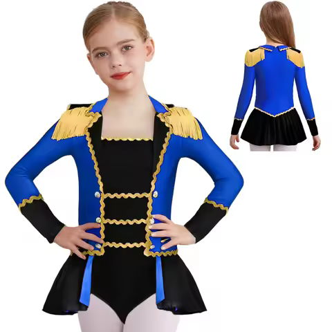 Circus Performance Costume Halloween Cos Ringmaster Jumpsuit Shiny Sequins Leotard Dress Drum Majore