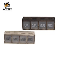 KOZEEY Wooden Money Box for Giving, Saving And Investing Money, with 4 Compartments, for Children.