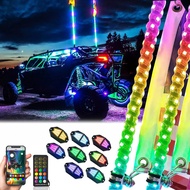 Upgraded Higher Brightness 3FT Spiral RGB Chasing Lighted Antenna Whips 4/6/8 Pods Neon Pods For Tru