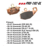 METTAL REAR BRAKE PAD SINTERED KAWASAKI ZZR600 ZX-6R ER-6F/N KLE VERSYS 650 Z750 ZX-9R Z1000 Z1000SX