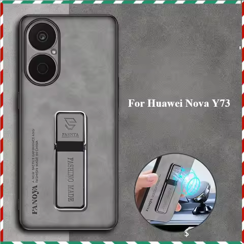 For Huawei Nova Y73 Case Luxury Leather Stand Magnet Back Cover For Huawei NOva Y 73 Simple Shockpro