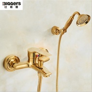 Biggers gold color brass bathroom shower set bathtub faucet with shower head