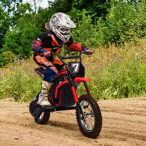 new 24V 350W Electric Motorcycle for Kids Ages 5+ Electric Dirt Bike Teather Seat, Rear Brake Up to 