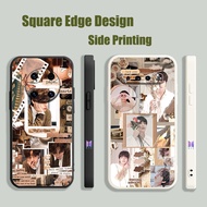 Casing For Samsung A52 A51 A21S A71 M10 M12 A52S A30S A50S bts Kim Taehyung brown aesthetics IAD11 Phone Case Square Edge