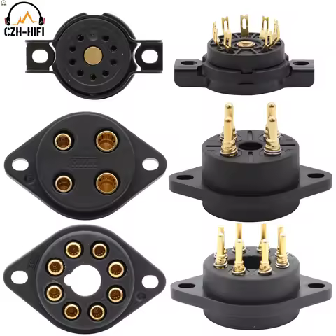 1pc 4Pin 8Pin 9Pin Polyimide Vacuum Tube Socket Power Lamp Jack for 300B EL34 274B 12AX7 ECC82 6DJ8 