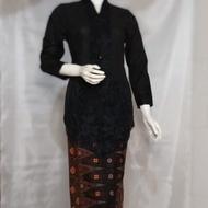 kebaya encim betawi lengan panjang - hitam xl