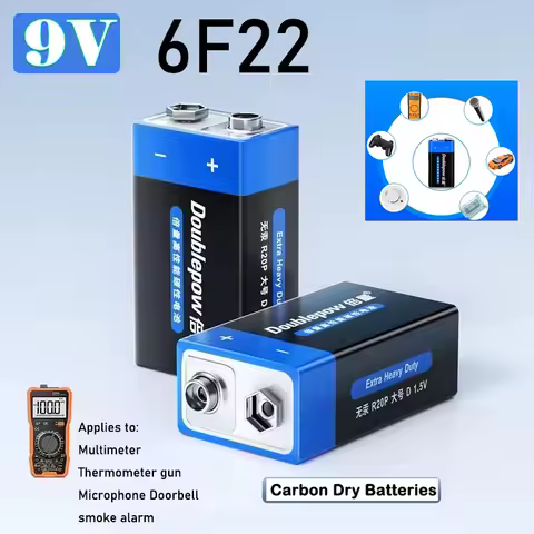 Brand New Original 1-10PCS 9V 6F22 Disposable Battery 9V6F22 Square Cell Multimeter Alarm Microphone