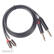 Fully Shielded 5-Ft Cable, RCA Male to 2x 6.35mm 1/4" Mono Male