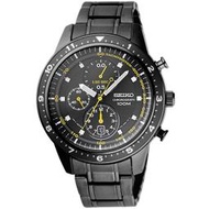 SEIKO WATCH 精工平靜力量黑離子三眼計時鋼帶腕錶 型號：SNDF43P1【神梭鐘錶】