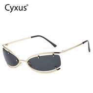 [ใหม่] Cyxus Metal Cat Eye Shades For Women Y2K Style Sunglasses Half Frame Sun Glasses Metal Frame 
