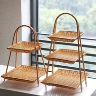 Nordic Style Multi-Layer Fruit Basket Light Luxury Rattan-like Afternoon Tea Tray Household Snack Candy Storage Rack   Household products