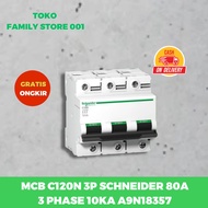 MCB C120N 3P Schneider 80A 3 Phase 10kA A9N18365