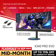 PRISM+ X340 PRO EVO | 34" 180Hz Curved Ultrawide 21:9 UWQHD [3440 x 1440] 120% sRGB Gaming Monitor
